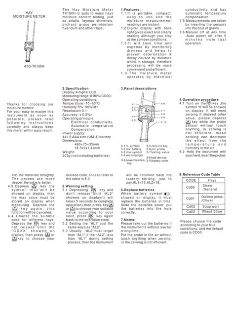 TK100H Moisture Meter User Manual 